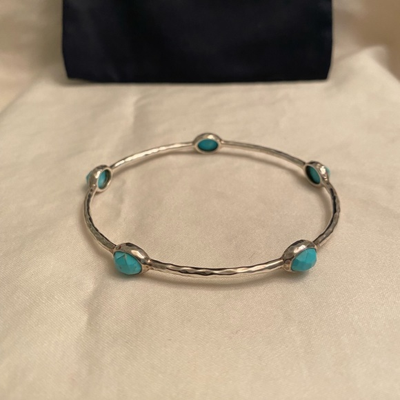 Authentic Ippolita five station turquoise sterling silver bangle - Picture 2 of 5